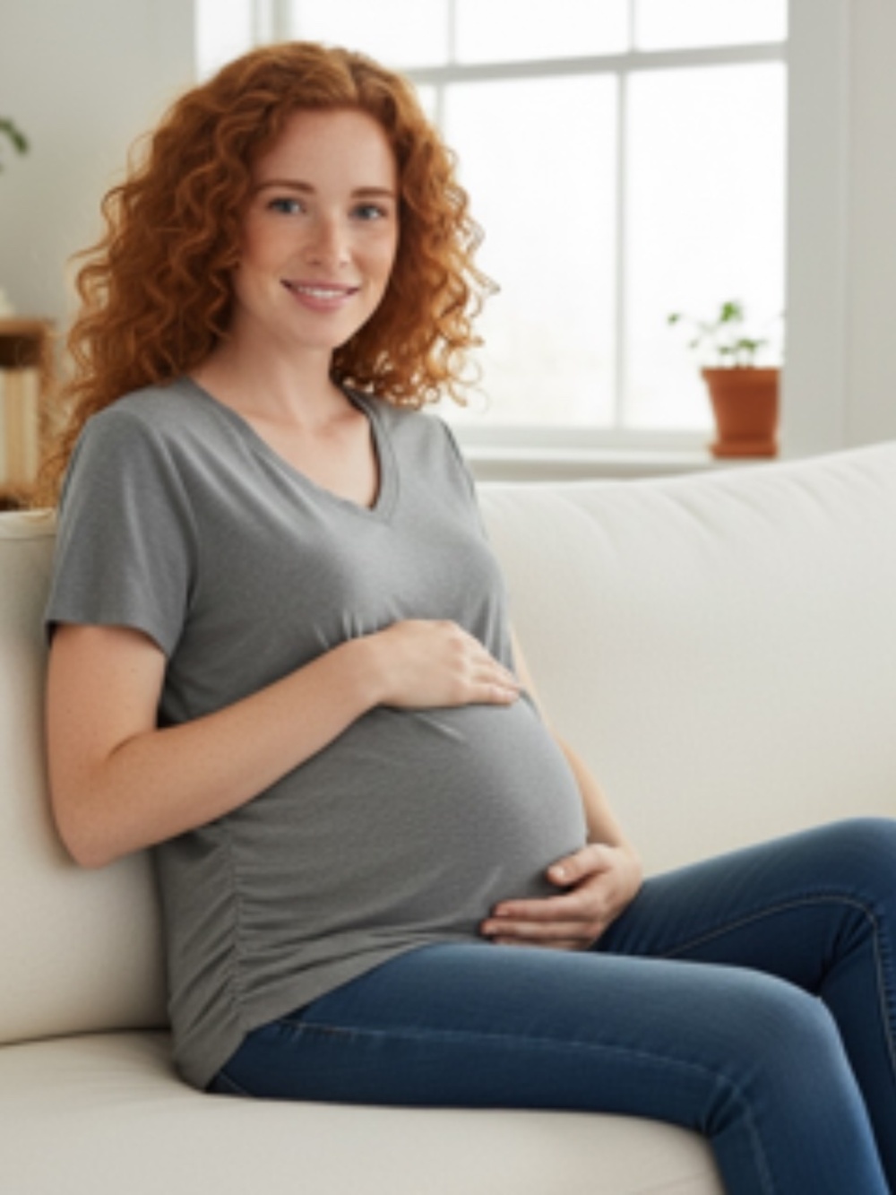 Time and Tru Maternity Wear Gray V-Neck Short Sleeve Tee-Shirt Size L (12-14)